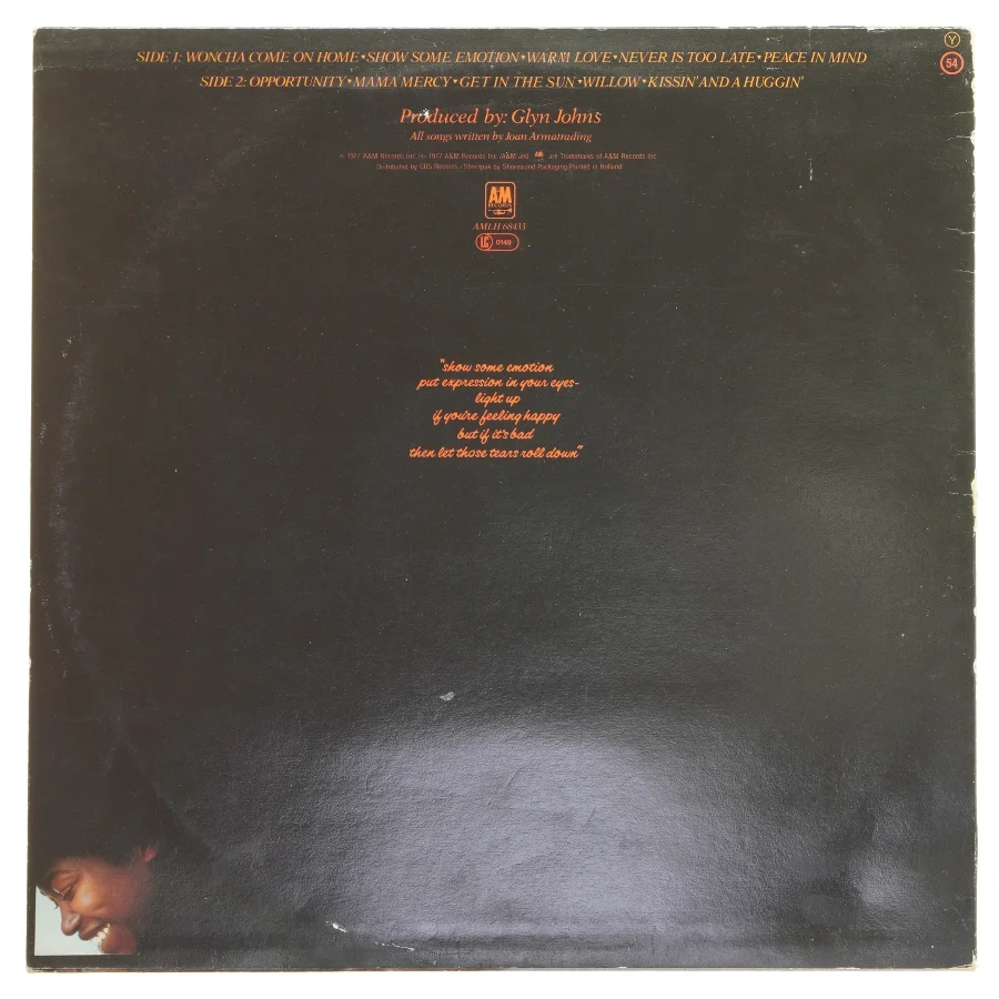 Joan Armatrading vinylplade fra A&M Records