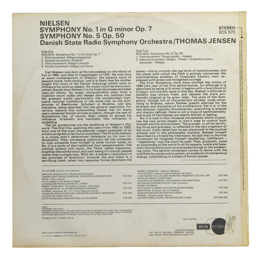 Nielsen Symphony LP fra Decca Eclipse