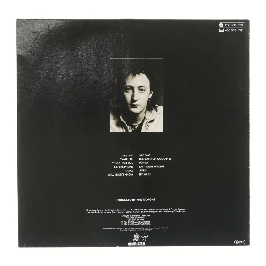 Julian Lennon Valotte vinyl fra Charisma Records