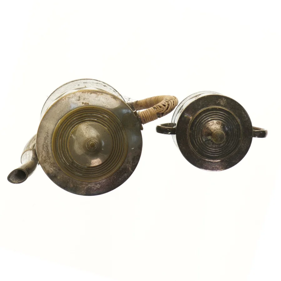 Sølv Vintage Tekande og Sukkerholder (str. 17,5 & 8,5 cm)