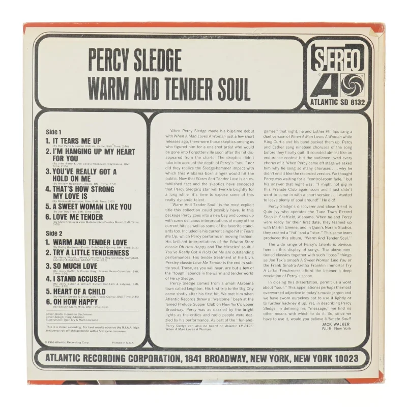Percy Sledge 'Warm & Tender Soul' LP