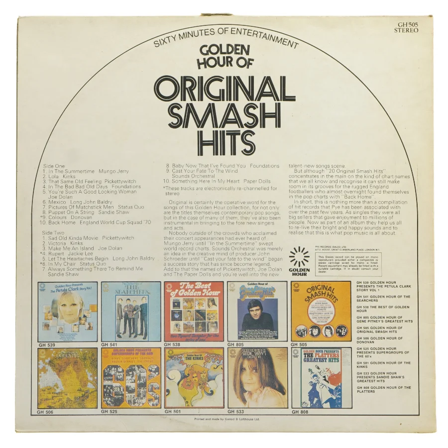 Golden Hour LP - Original 20 Smash Hits