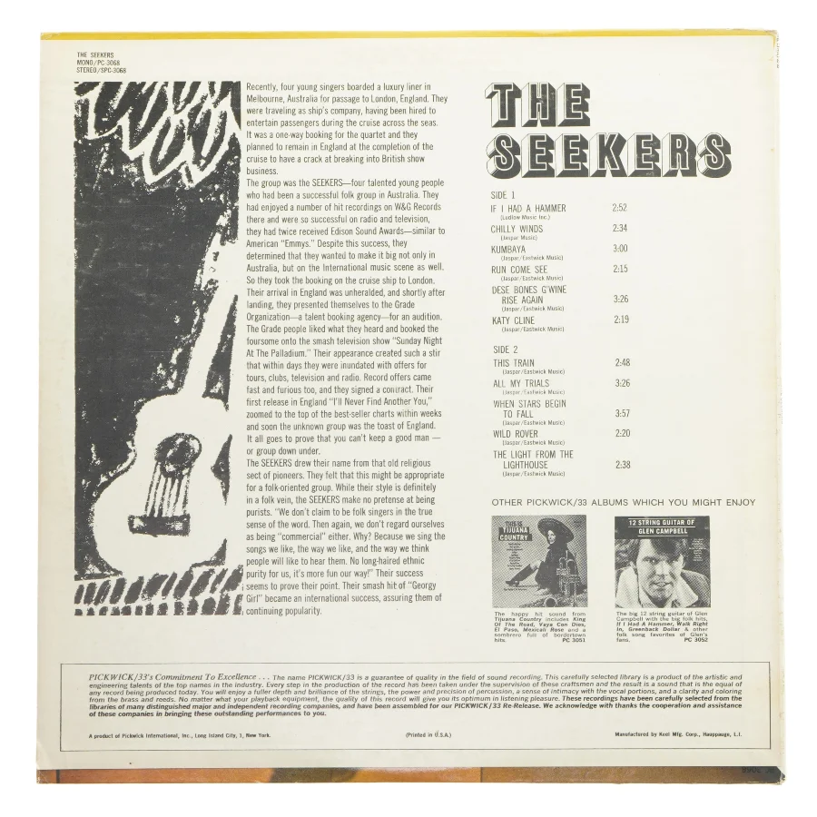 The Seekers - Vinyl Album fra Pickwick