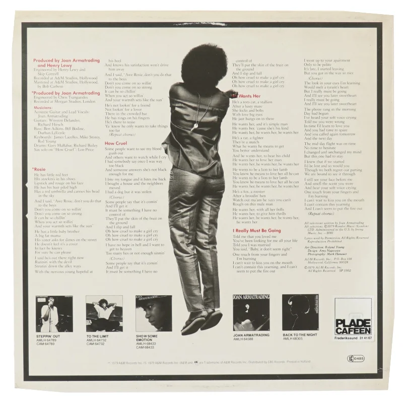 Joan Armatrading - Album Cover fra A&M Records