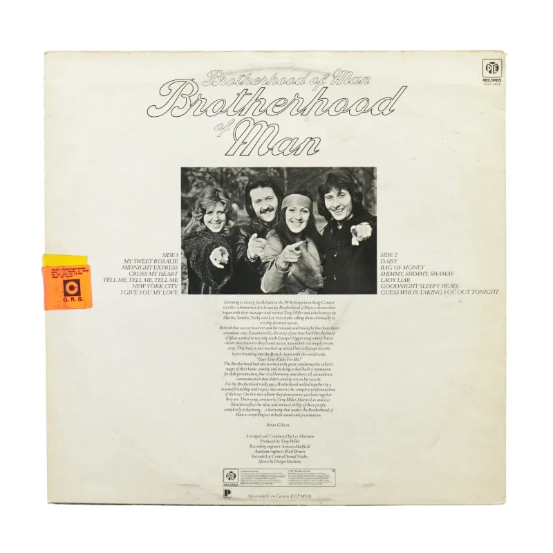 Brotherhood of man fra Pe Records (str. 30 cm)