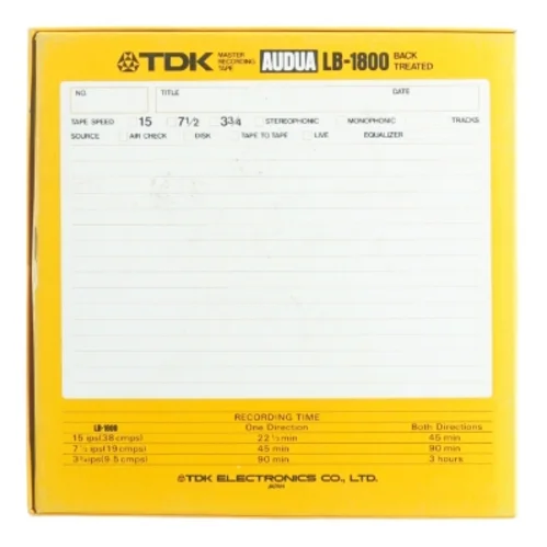TDK AUDUA LB-1800 Master Indspilningsbånd med solo optagelse af Hornfifel live koncert 1979