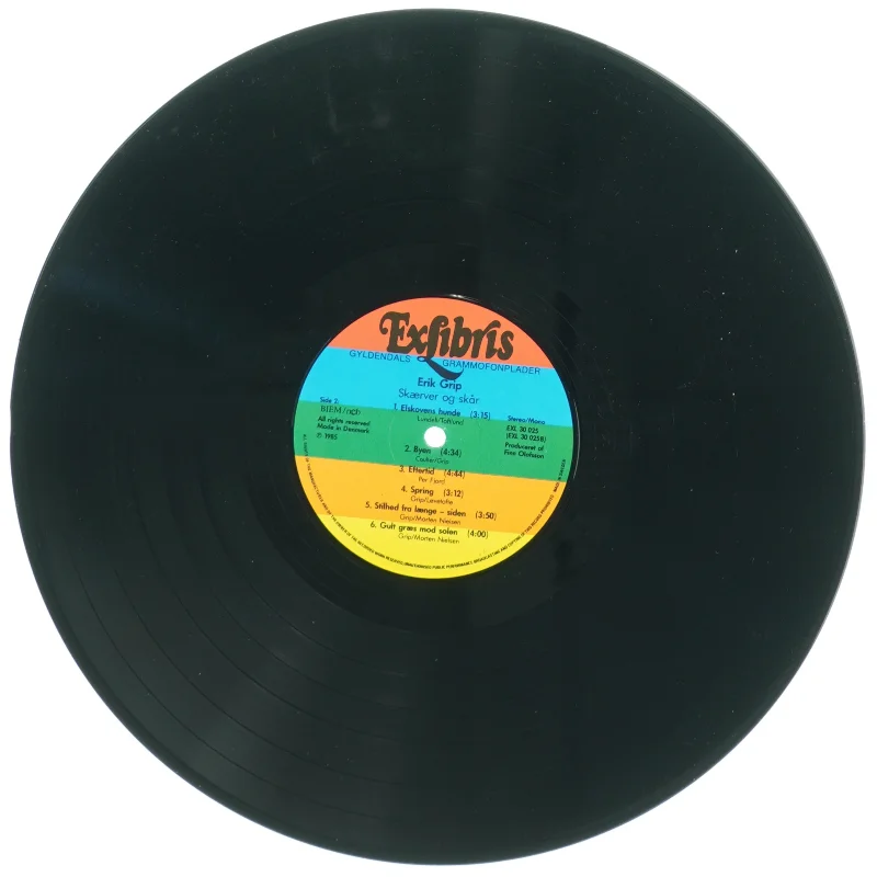 Erik Grip Skærver og skrå LP- Vinylplade fra Exlibris (str. 31 x 31 cm)