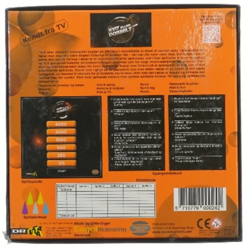 Kvit eller Dobbelt brætspil fra DR (str. 27x27 cm)