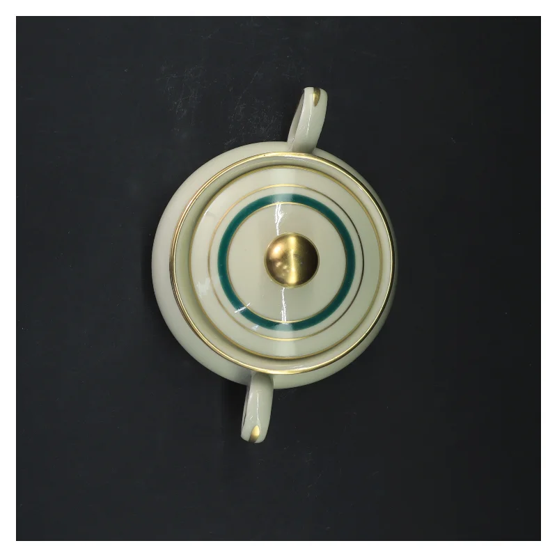 Sukkerskål med låg og håndtag fra Københavns Porcellains Maleri (str. 12x12 cm)