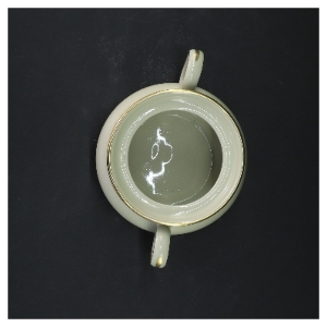 Sukkerskål med låg og håndtag fra Københavns Porcellains Maleri (str. 12x12 cm)