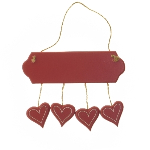 God Jul skilt med hjerter (str. 21x6 cm)