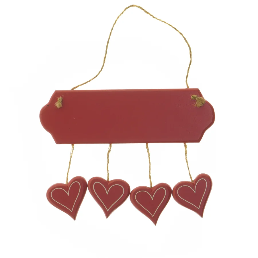 God Jul skilt med hjerter (str. 21x6 cm)