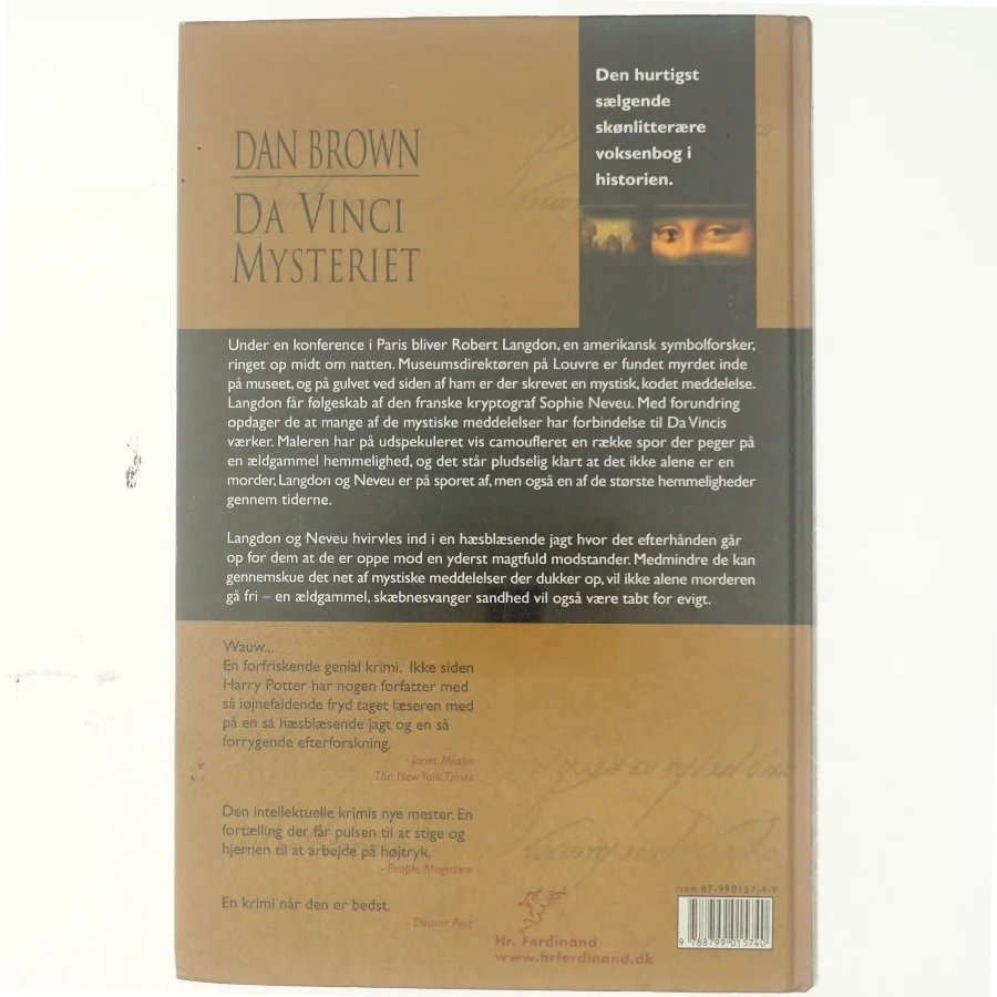 Da Vinci Mysteriet af Dan Brown (Bog)