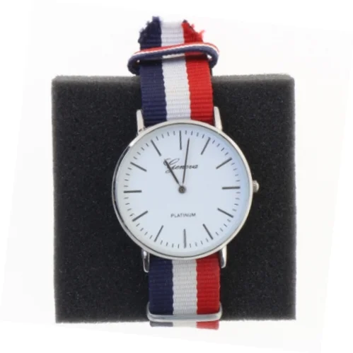 Armbåndsur med stribet rem fra Geneva (str. 23,5 cm)