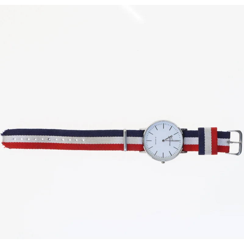 Armbåndsur med stribet rem fra Geneva (str. 23,5 cm)