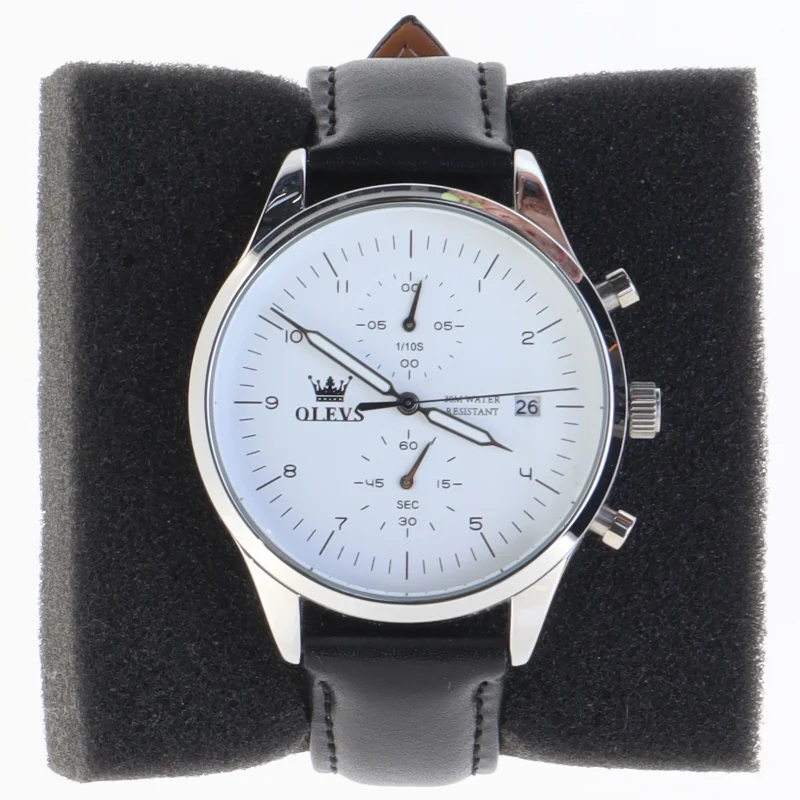 Herreur med læderrem fra Olevs (str. 25,5 cm)