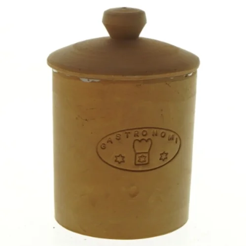 Keramik beholder med låg (str. 12 x 8 cm)