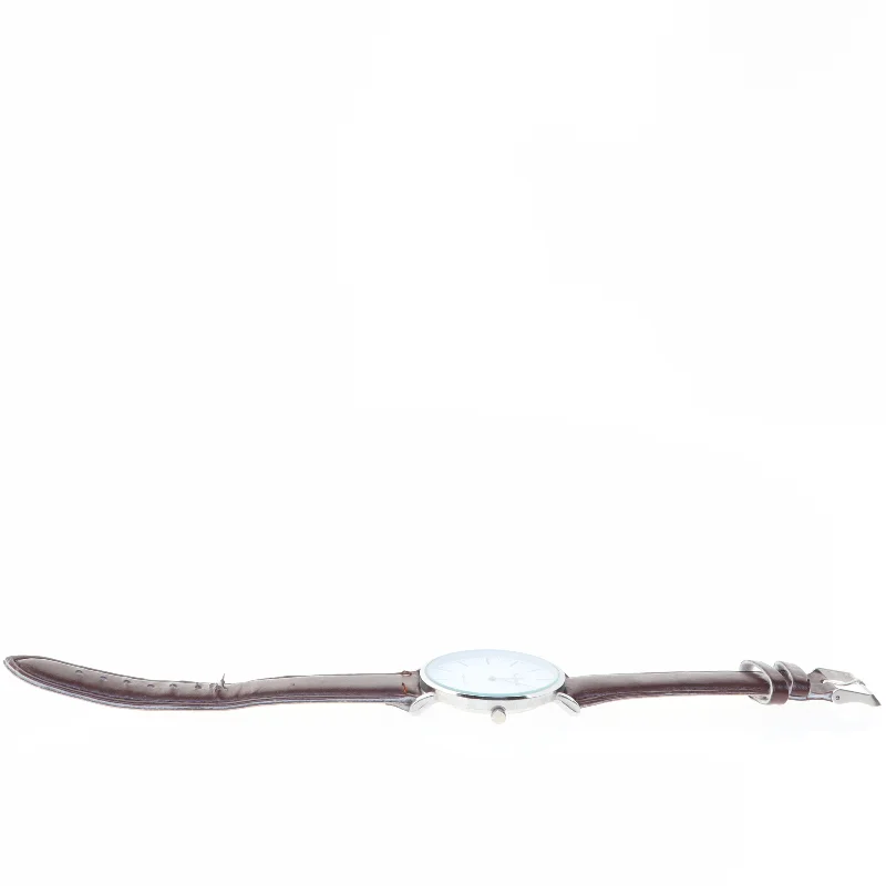 Brun læderrem ur fra Geneva (str. 24 cm)