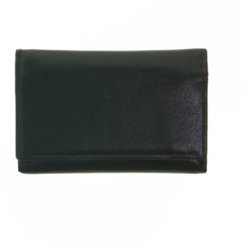 Sort pung i læder (str. 14,5x9,5 cm)