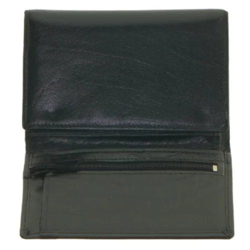 Sort pung i læder (str. 14,5x9,5 cm)