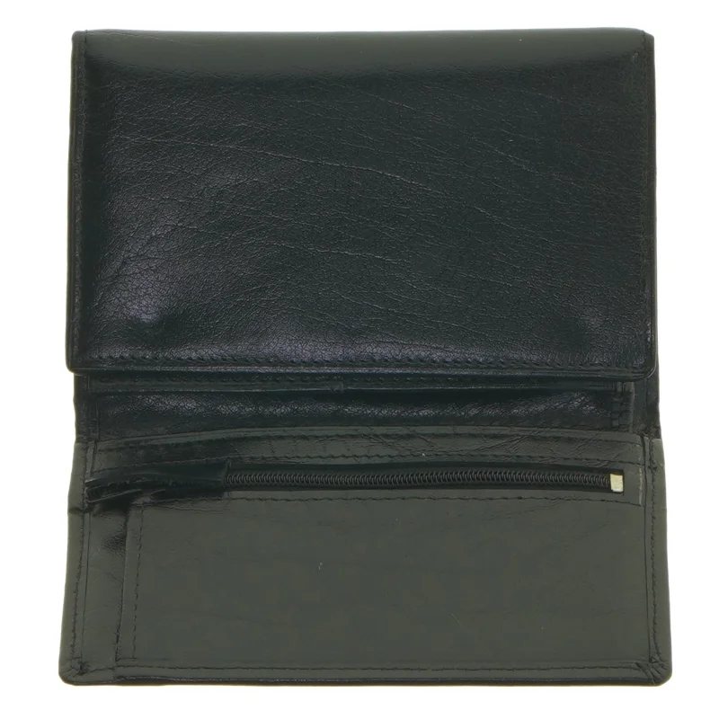 Sort pung i læder (str. 14,5x9,5 cm)