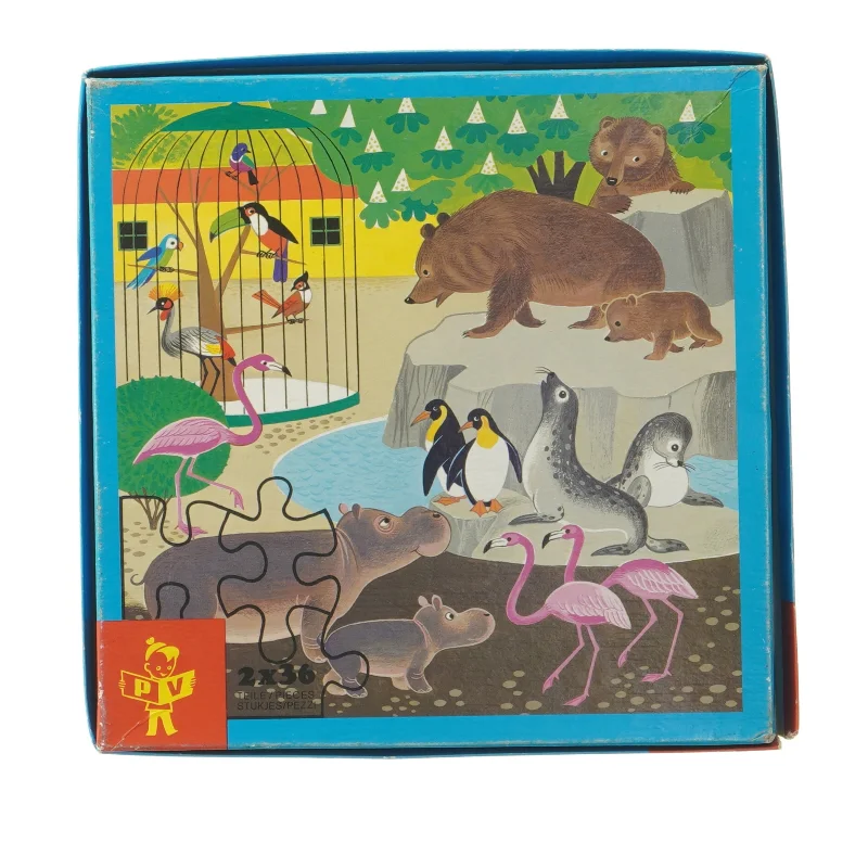 Vintage børnepuslespil (str. 2 x 36. brikker)