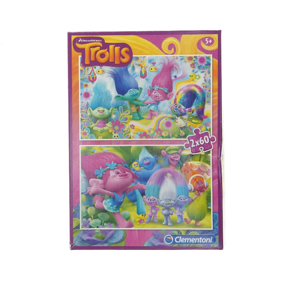 Trolls puslespil fra Clementoni (str. 2 x 60. brikker)