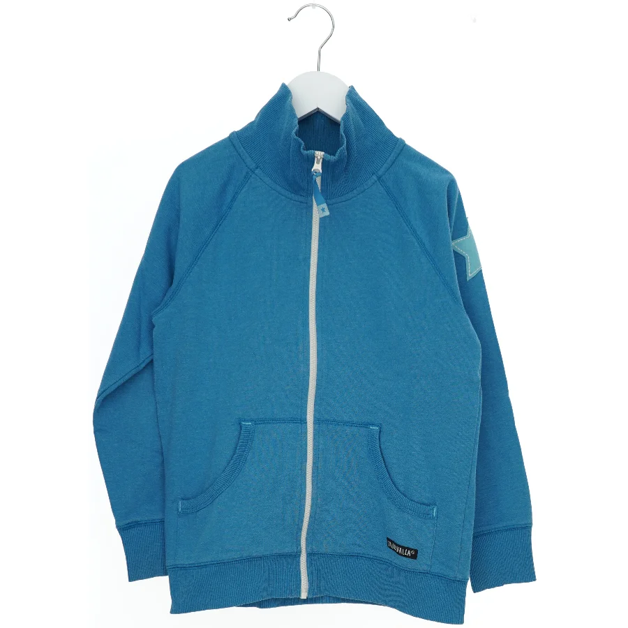 Blå hættetrøje med lynlås fra Viller Valla (str. 128)