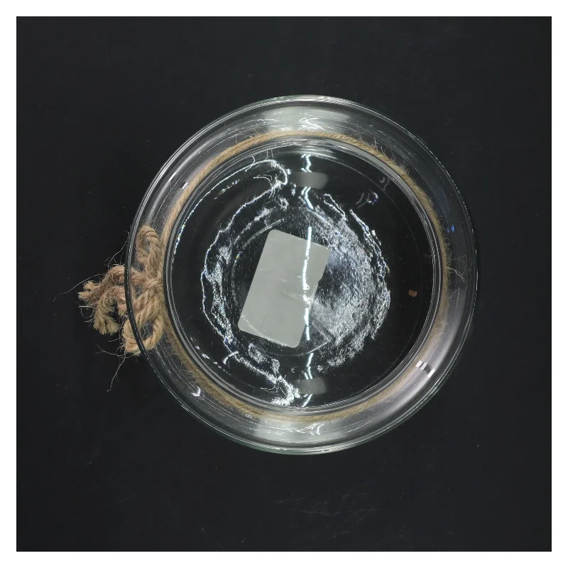 Glasvase med snor (str. Ø 14x15 cm)