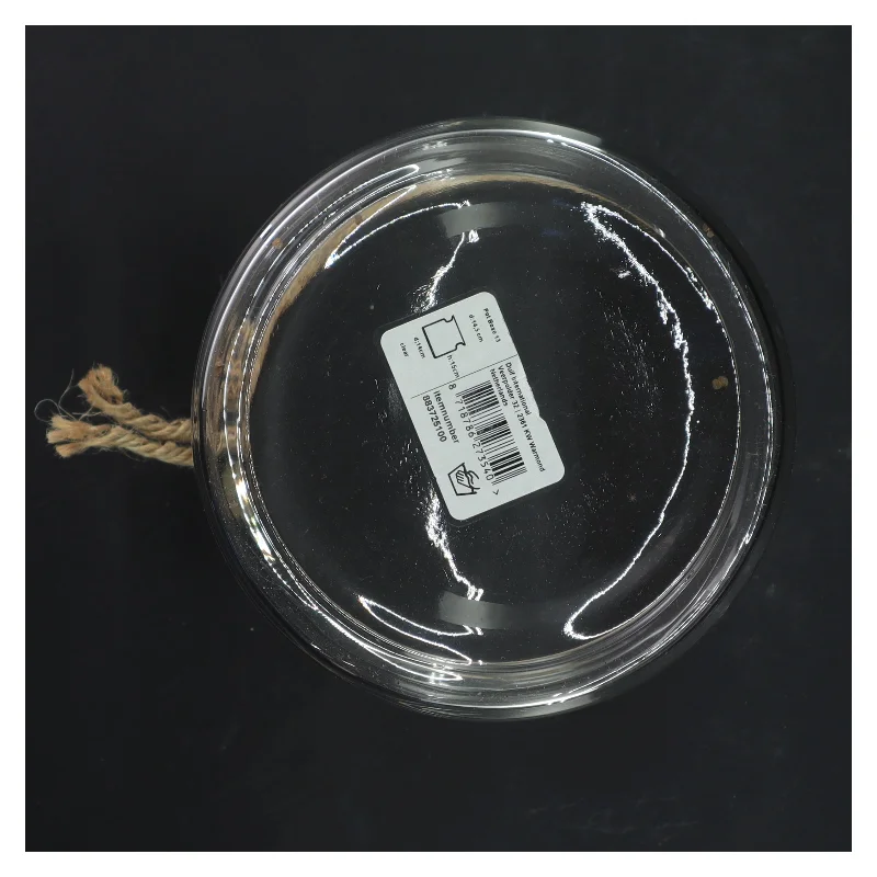 Glasvase med snor (str. Ø 14x15 cm)