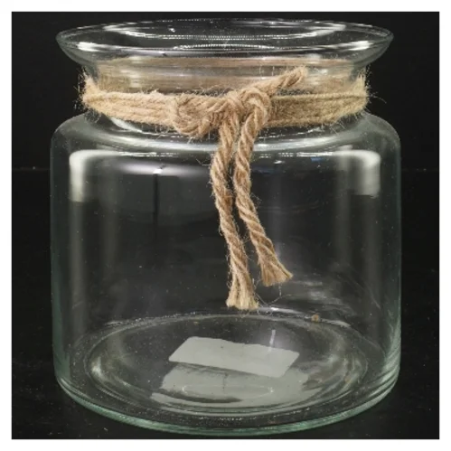 Glasvase med snor (str. Ø 14x15 cm)