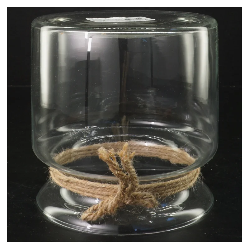 Glasvase med snor (str. Ø 14x15 cm)
