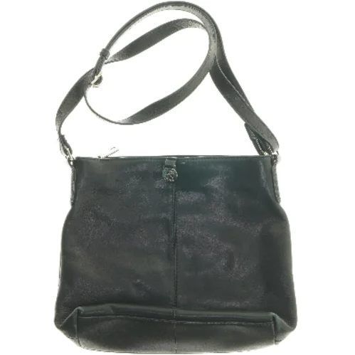 Sort skuldertaske i læder fra Adax (str. 25x30 cm)