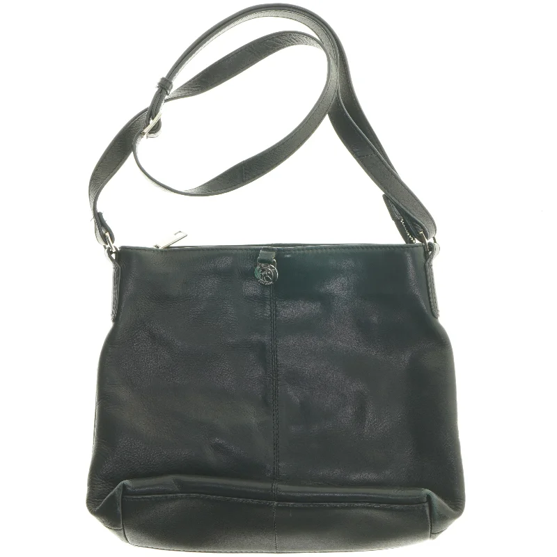 Sort skuldertaske i læder fra Adax (str. 25x30 cm)