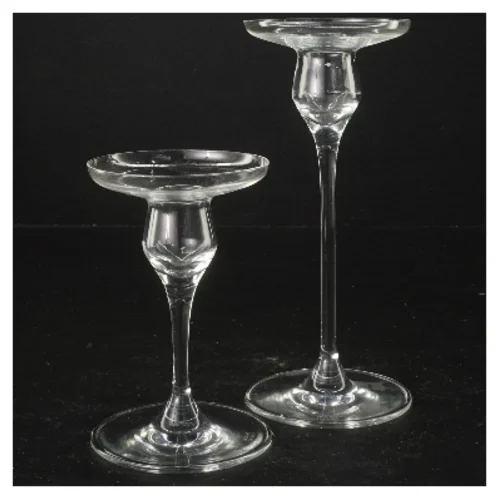 Glas lysestager fra Holmegaard (str. 12 og 18 cm)