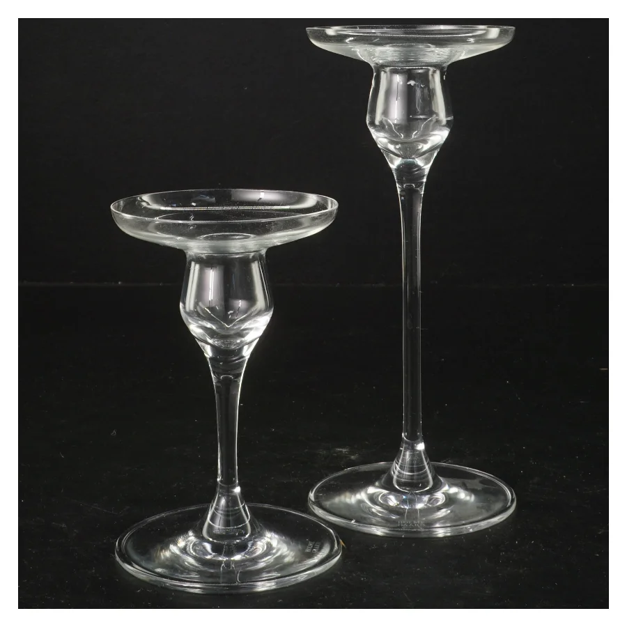 Glas lysestager fra Holmegaard (str. 12 og 18 cm)