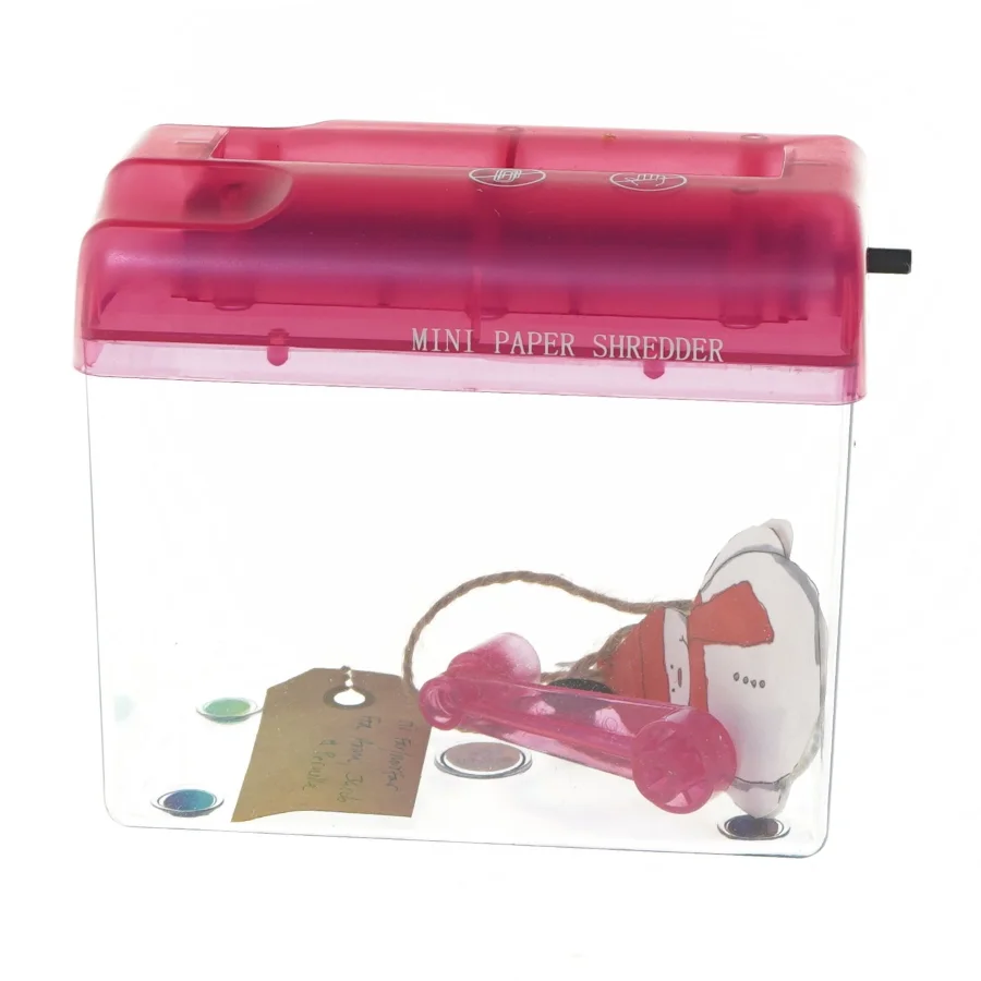 Mini hånddrevet papirshredder (str. 17x15x9 cm)