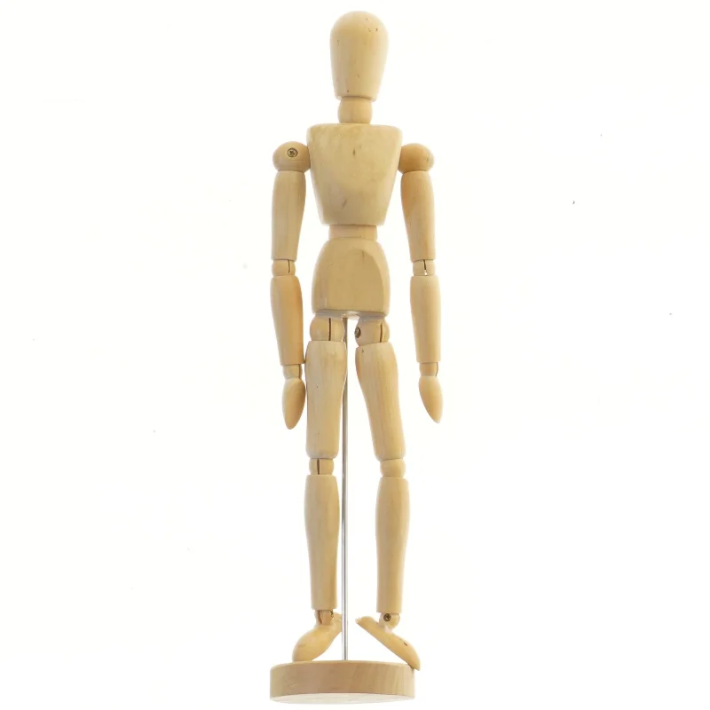 Kunstnertræfigur/tegnemannequin – med stander