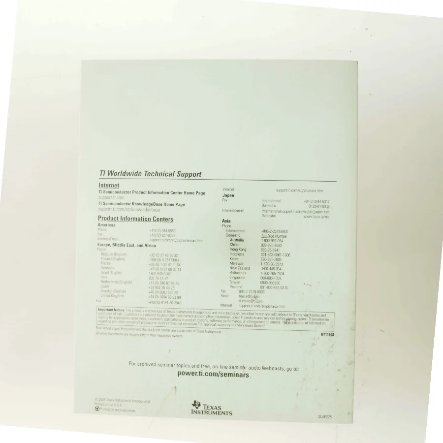 Texas Instruments Power Supply Design Seminar 2004/2005 – SEM1600