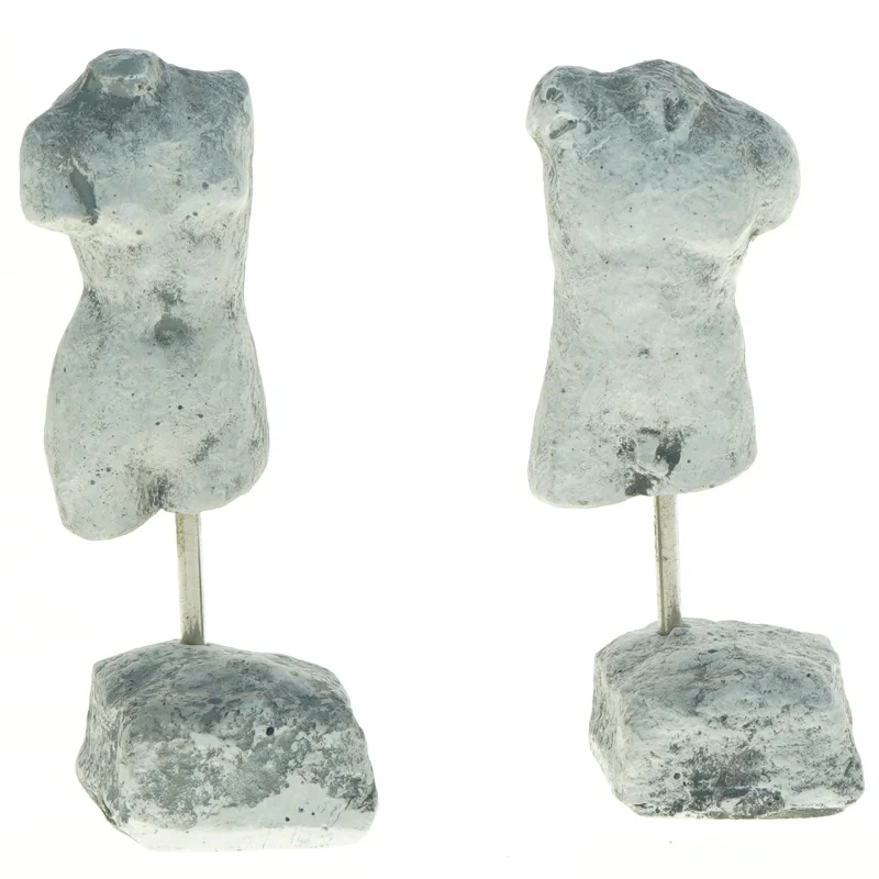 Gipsskulptur af torso - 2 stk (str. 14,5 x, 6 cm og 15 x 6 cm)