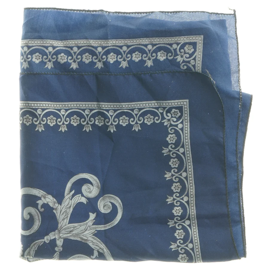 Blåt tørklæde med mønster (str. 100x94 cm)