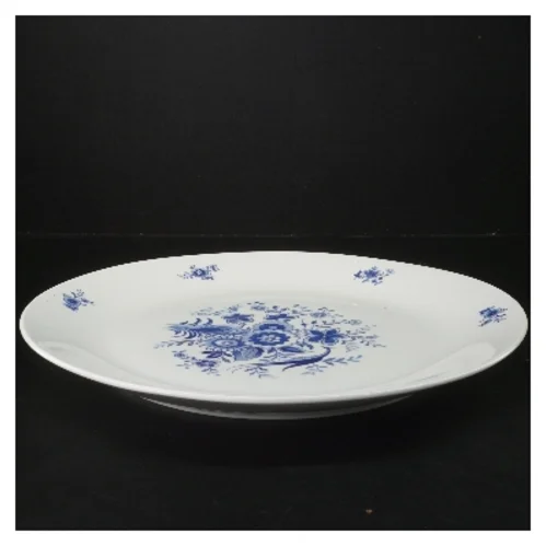 Porcelænsfad med blåt mønster (str. Ø 33,5 cm)