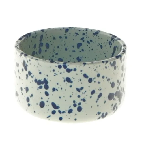 Keramisk skål med blå prikker fra Tiger (str. Ø 7 cm)