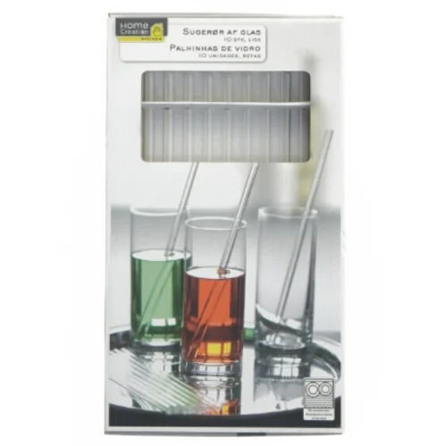 Sugerør af glas fra Home Creation (str. 10 styk 23 cm)