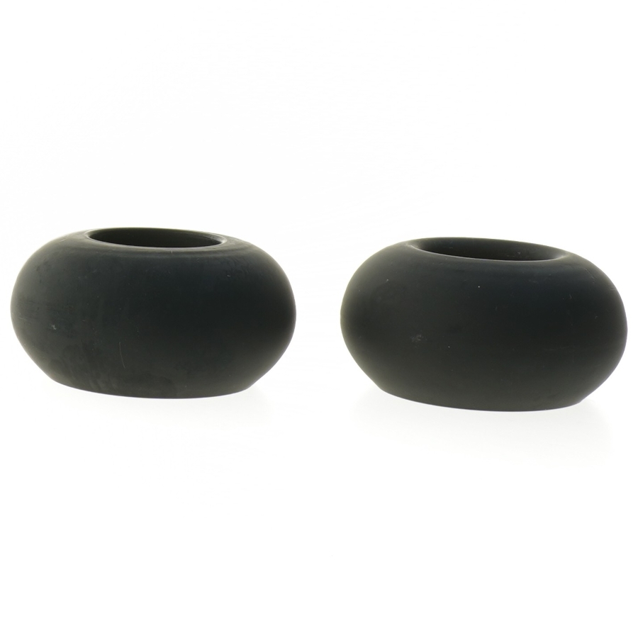 Runde sort lysestager (str. 9,5 cm)