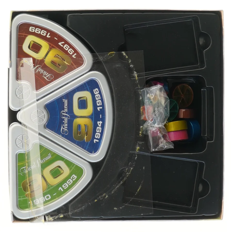 Trivial Pursuit spil '90erne fra Hasbro (str. 27,5x27 cm)