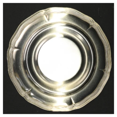 Sølvfarvet tallerken (str. 14 cm)