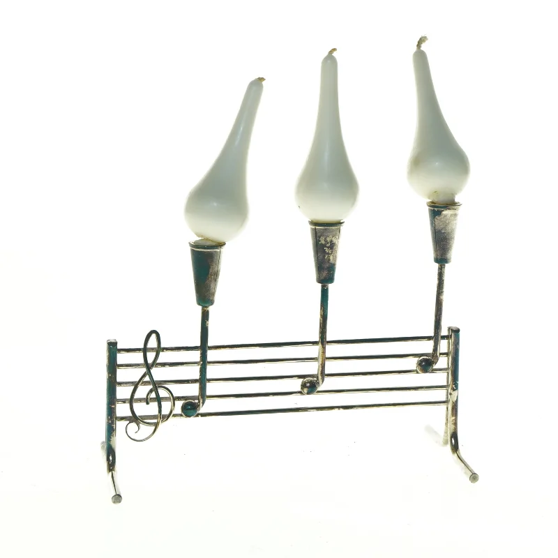 Dekorativ lysestage med musiknode design (str. 17 x 8 cm)