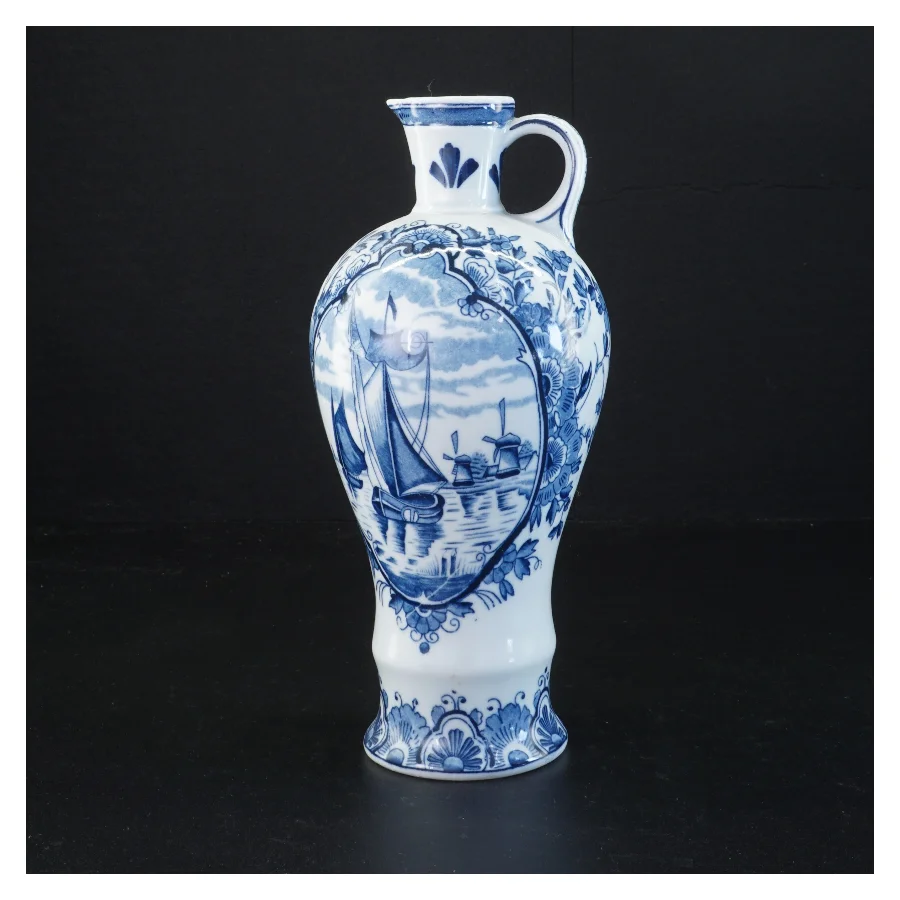 Blåt og hvidt porcelænskrukke (str. 23 x 11 cm)