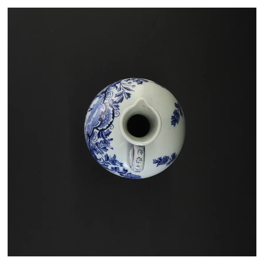 Blåt og hvidt porcelænskrukke (str. 23 x 11 cm)